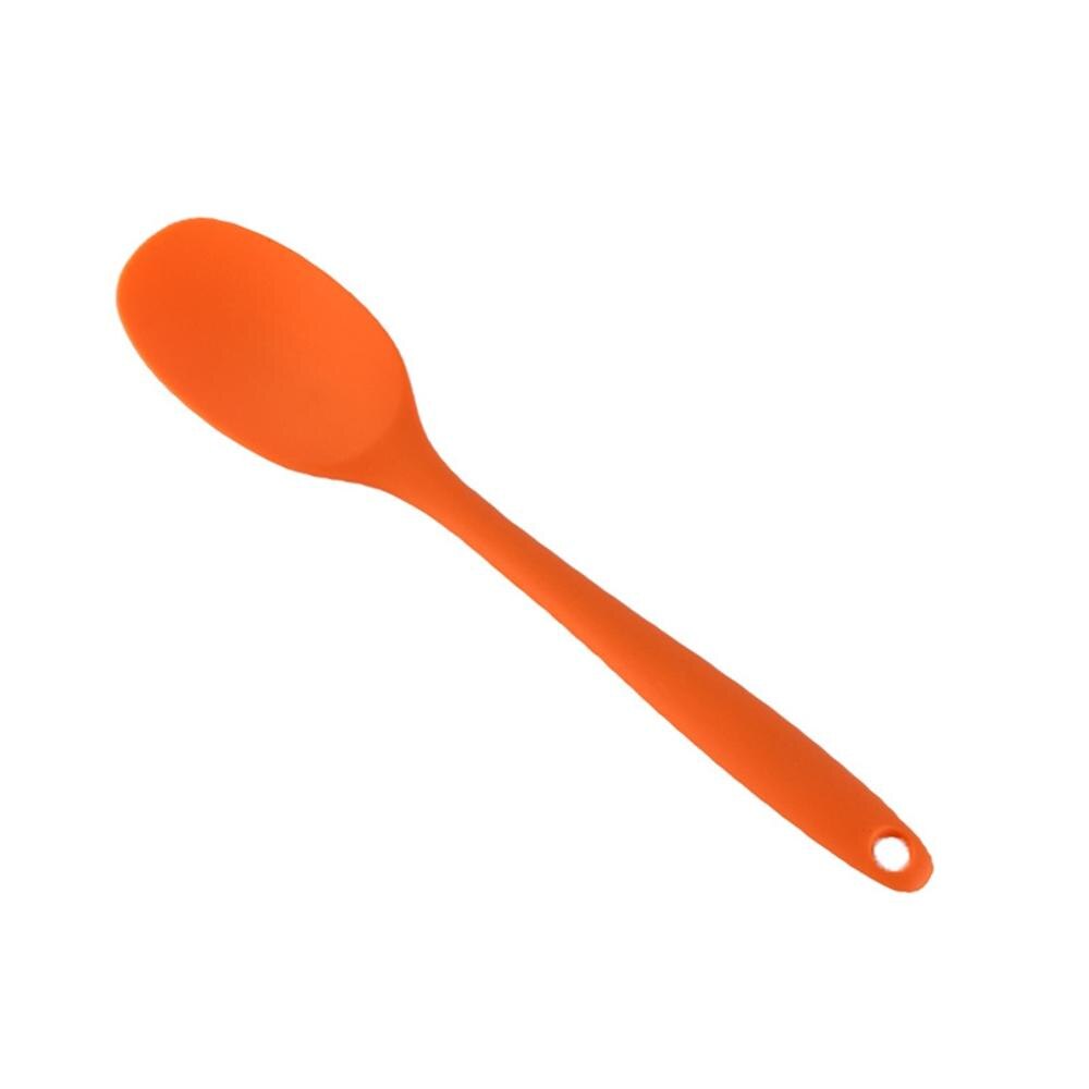 Utensilios de cocina de grado alimenticio, cuchara de sopa de mango largo de silicona, Color sólido, cubiertos de silicona, utensilios y accesorios, 5 colores: Orange