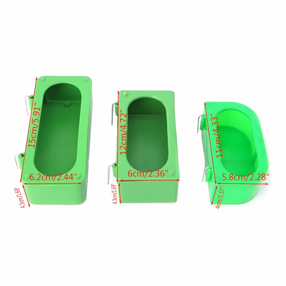 Bird Feeder Green Food Water Plastic Bowl Cups for Parrot Pigeons Cage Feeding Cup S/M/L Size Birds Supplies C42