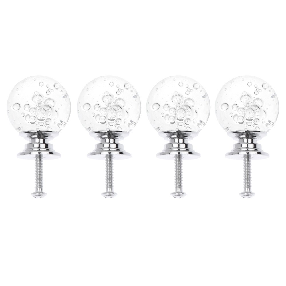 4 Set Single Hole Silver Base Lade Knop Bubble Bal Kast Lade Deurklink Met Schroeven Voor Home Office (wit, 1 Schroef, 4: White