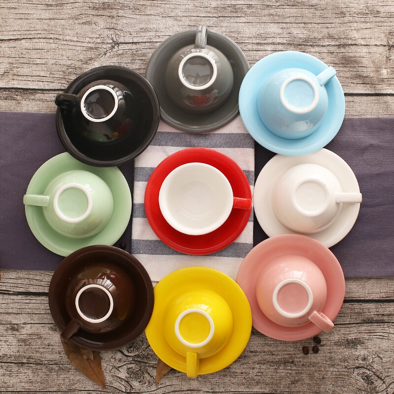 200ml Bunte Dicke Körper Neue Knochen China Cappuccino Tasse und Untertassen Keramik Kaffee Tasse Untertasse Latte Tasse Getränk