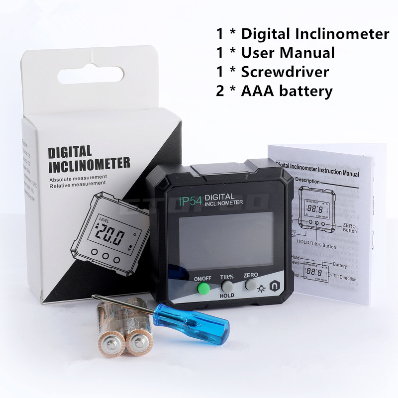 Miniaturowy LCD Cyfrowy Inklinometr Kątomierz Magnetyczny Miernik Kąta Sklonu Elektroniczny Goniometr Dokładny Pomiar Kąta