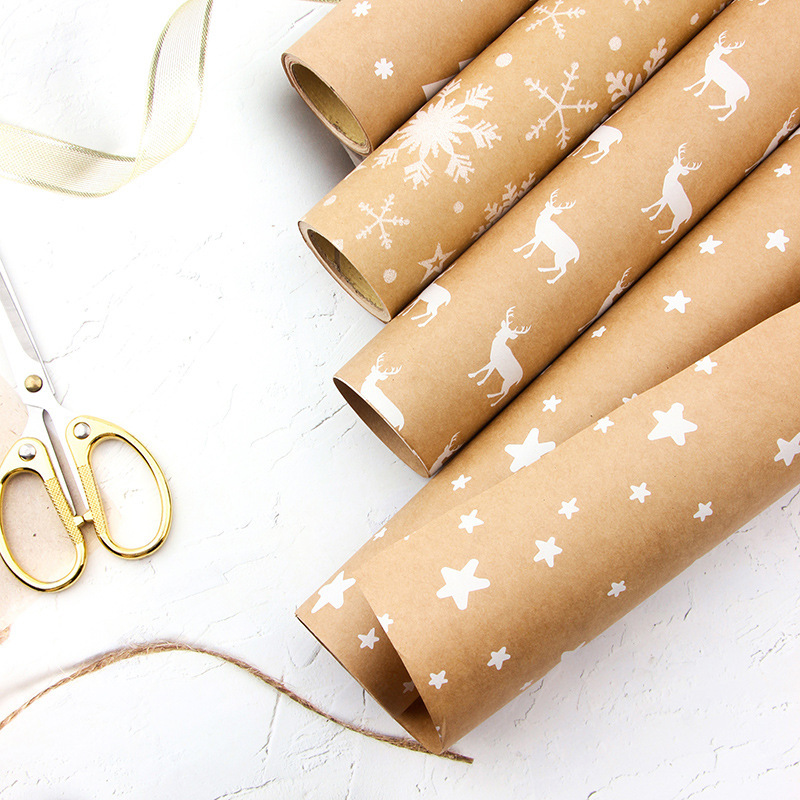 Wrapping Paper White Christmas Kraft Paper Christmas Paper Roll Brown Kraft Wrapping Roll For Home Decor Year