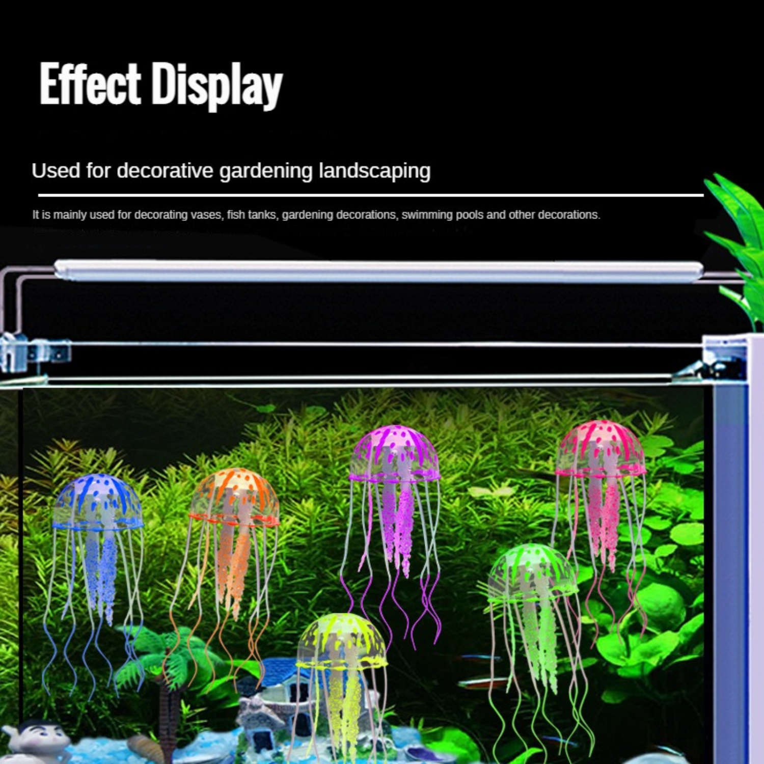 Kunstmatige Zwemmen Kwallen Aquarium Decoratie Aquarium Onderwater Levende Plant Lichtgevend Ornament Aquatisch Landschap