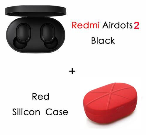 Xiaomi Redmi AirDots 2 Wireless Bluetooth 5.0 Charging Earphone In-Ear stereo bass Earphones Ture Wireless Earbuds AI Control: add red case