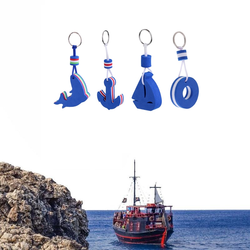 4 peças de vela flutuante porta-chaves barco flutuador marinho chaves anel titular flutuante chaveiro inflável barcos acessórios