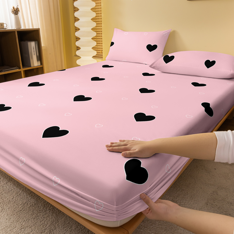 1 Simple modern Heart-Shaped geometry printed matte Fitted Sheet, bedroom printed bed cover, bedding (excluding pillowcases)
