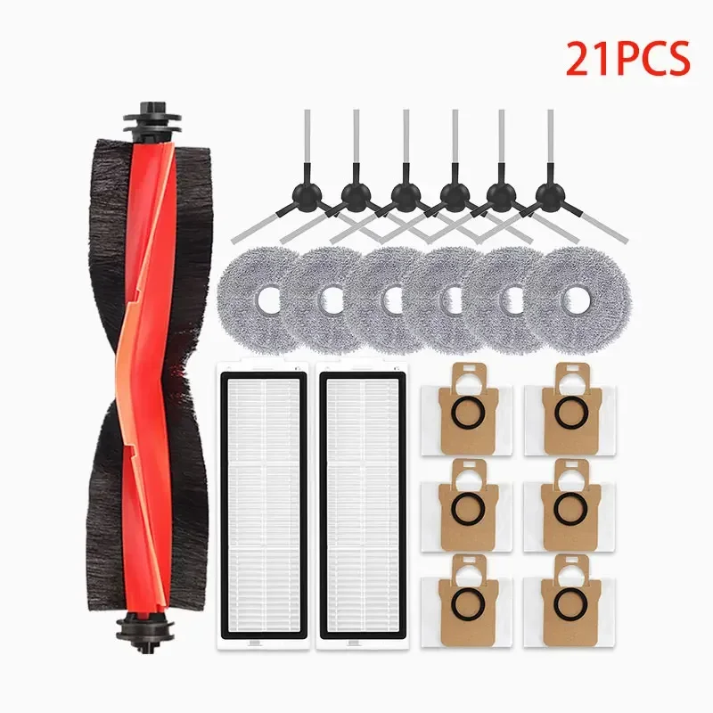 Piezas de accesorios para Robot aspirador Xiaomi X20 Max / D109GL, cepillo principal, Cepillo Lateral, filtro Hepa, paño de mopa, reemplazo de bolsa de polvo: Rojo