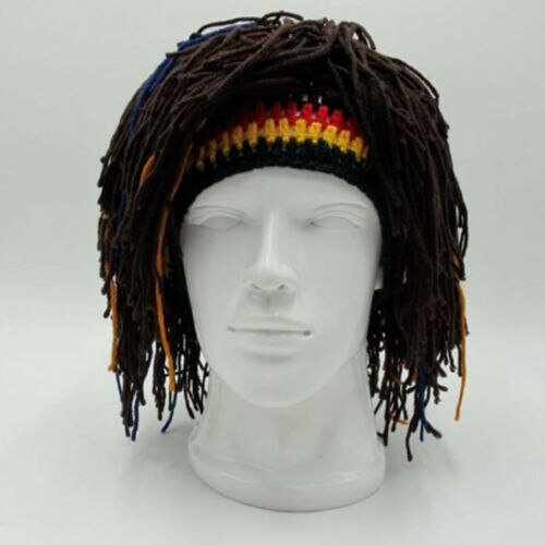 Crestive sjove reggae dreadlocks unisex jamaicanske strikkede beanies paryk fletning hat rasta hår hat fest cosplay hat: Default Title