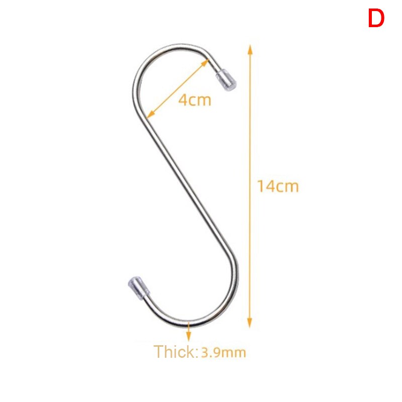 1pc Stainless Steel S Shaped Hanger Hook Kitchen Bathroom Clothing Hanger Hooks Railing Clasp Holder Hooks: 4