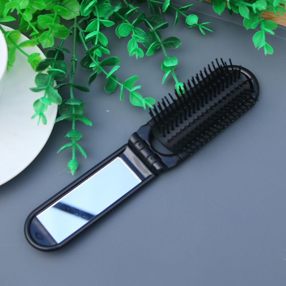 1 stk hårkam med spejl rejse bærbar foldehårbørste kompakt lommestørrelse pung rejsehårkamme