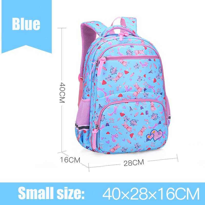Sacs d'école primaire pour filles, sac à dos mignon, confortables, sacoche pour livres imperméables avec large bande d'épaule: Blue Small