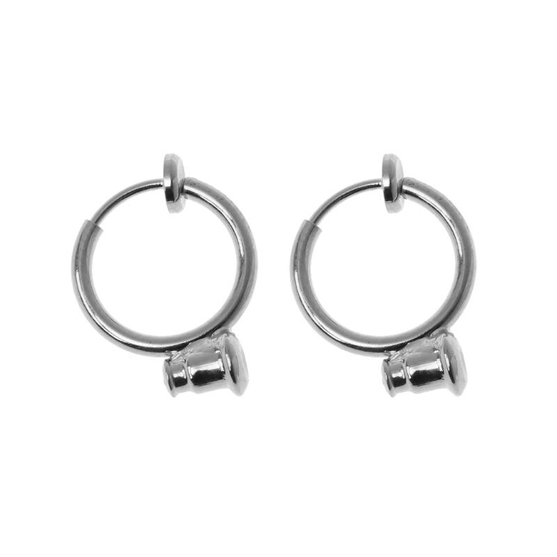 1 paio di clip Su Orecchino ad anello Convertitori no-trafitto Trasformare Qualsiasi Della Vite Prigioniera in UN clip-in poi: acciaio