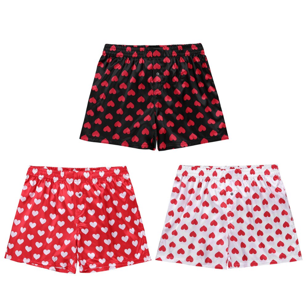 herren Cute Liebe Herz Druck Klassische Weiche Boxer Shorts Leichte Lose Outfit Lounge Shorts für Strand Party Sommer Kleidung