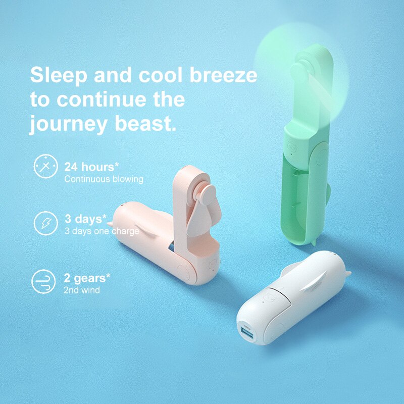 Mini Portable USB Small Fan Charging Hand Folding Handheld Office Student Small Fan Summer Heat Relief Accessories