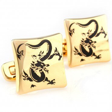 Boutons de manchette Dragon couleur or,