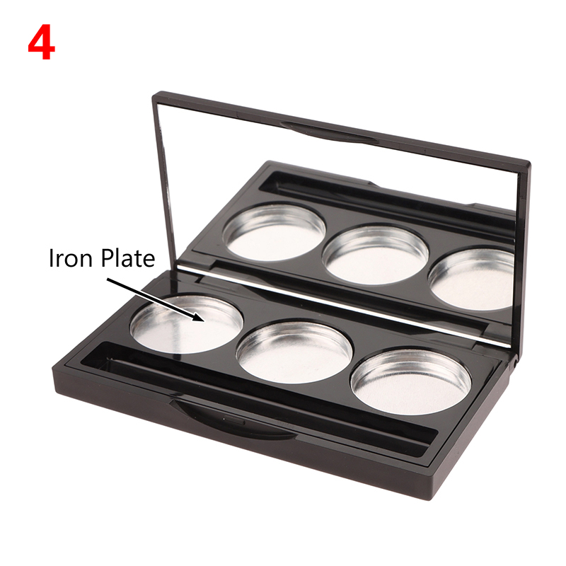 Quadratische leere Lidschatten-Palette mit 3 Fächern und festem Aufkleber und Aluminiumplatte, Kunststoff-Kosmetikbehälter, transparenter Make-up-Koffer: Dark Khaki