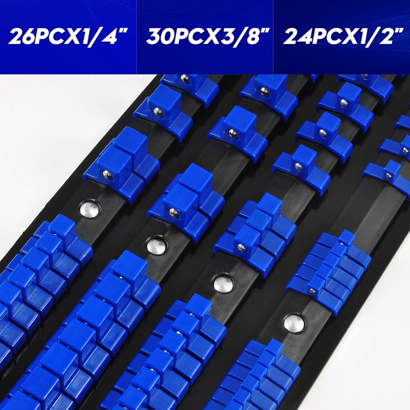 SHGO -Socket Organizer 80-Piece , 1/4-Inch, 3/8-Inch, 1/2-Inch, Socket Rail Premium Socket Holders