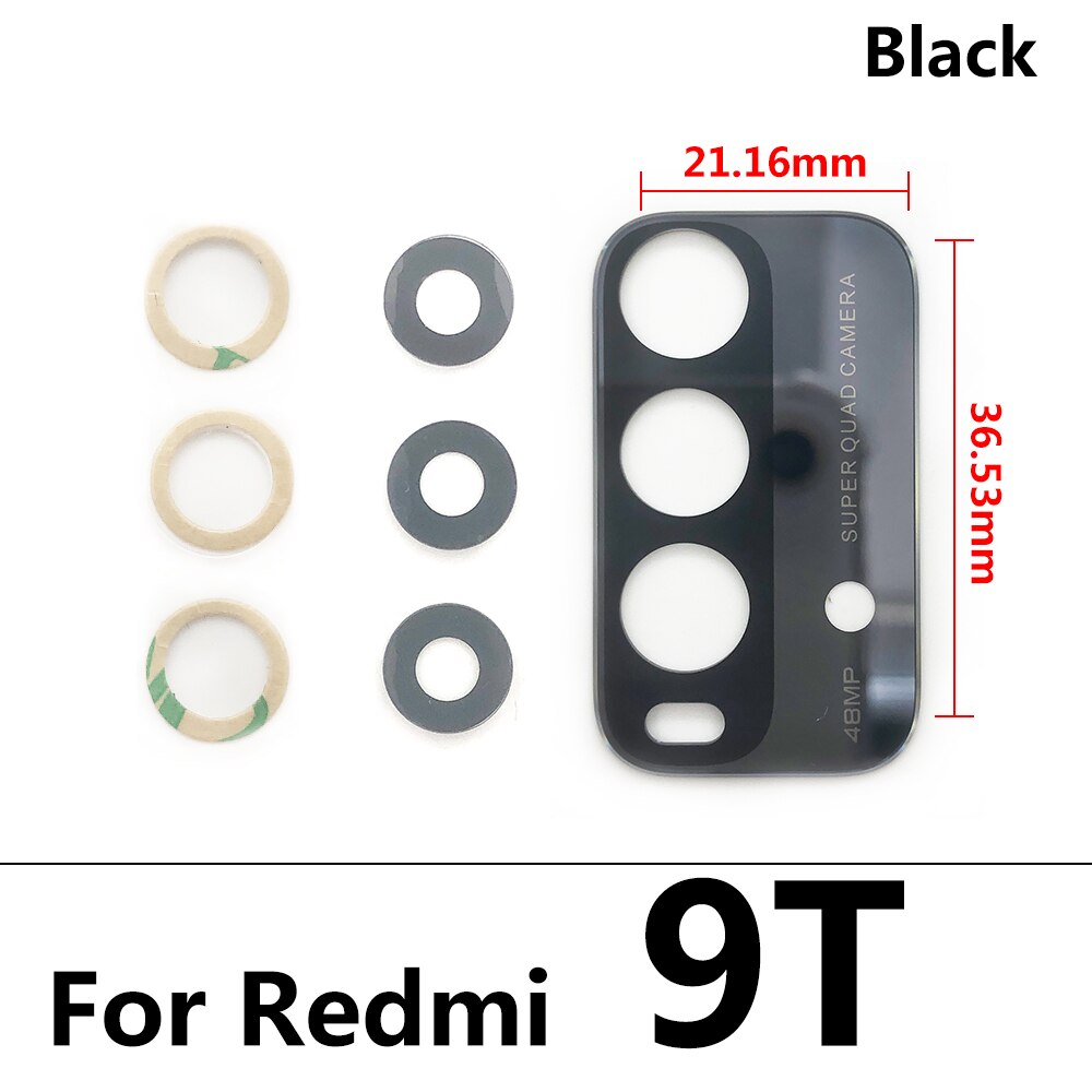 Xiaomi redmi 9t用の接着剤ステッカー付きリアカメラガラスレンズ: Redmi 9T Black