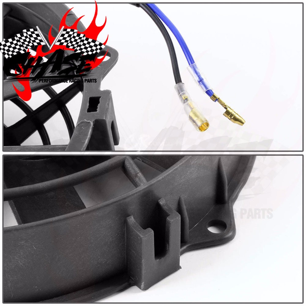 7Inch Universal 12V 80W Slim Reversible Electric Radiator Auto Fan Straight Blade Fan Push Pull With mounting kit S 7" Black