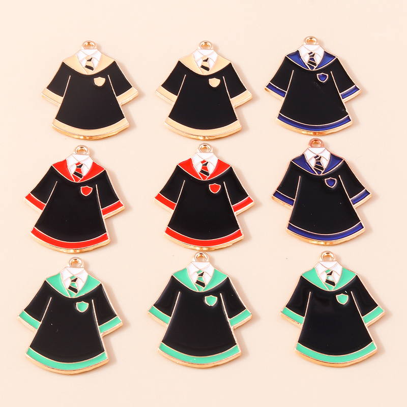 10 Uds. De dijes esmaltados para ceremonia de graduación, profesora, estudiante, mortero, collares, pendientes, accesorios para hacer joyería DIY: Rodio plateado