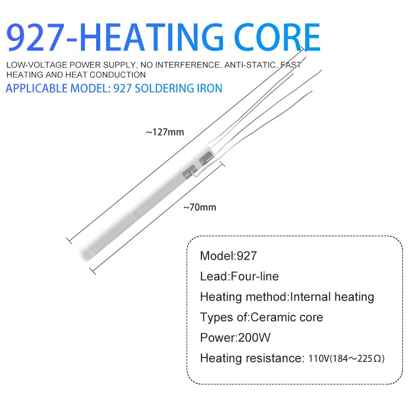 200W Electric Soldering Iron Heater Adjustable Temperature Ceramic Internal Heating Element For 907 926 927 936 Solder Iron