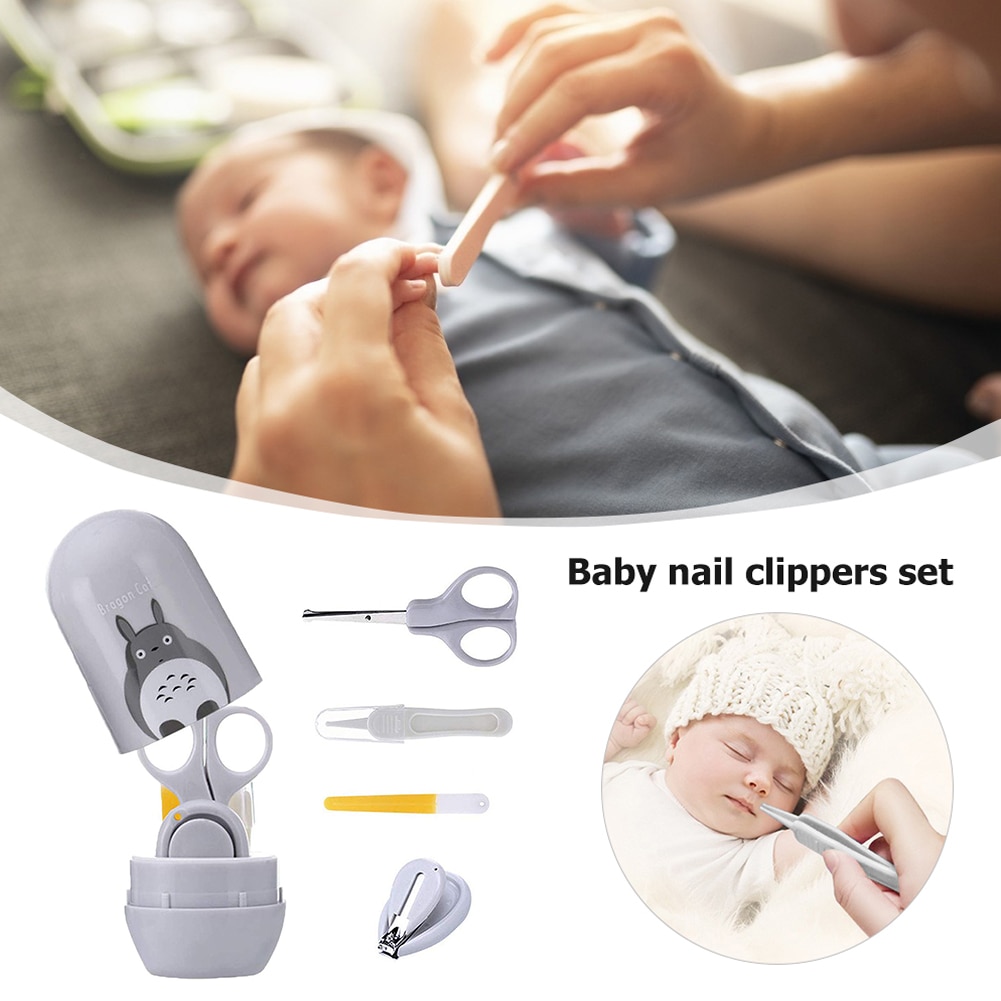 4 Stuks Baby Nail Care Set Gezondheidszorg Kits Animal Cartoon Baby Vat Nagelknipper Set Baby Veiligheid Nail Care Voor baby Voor Reizen