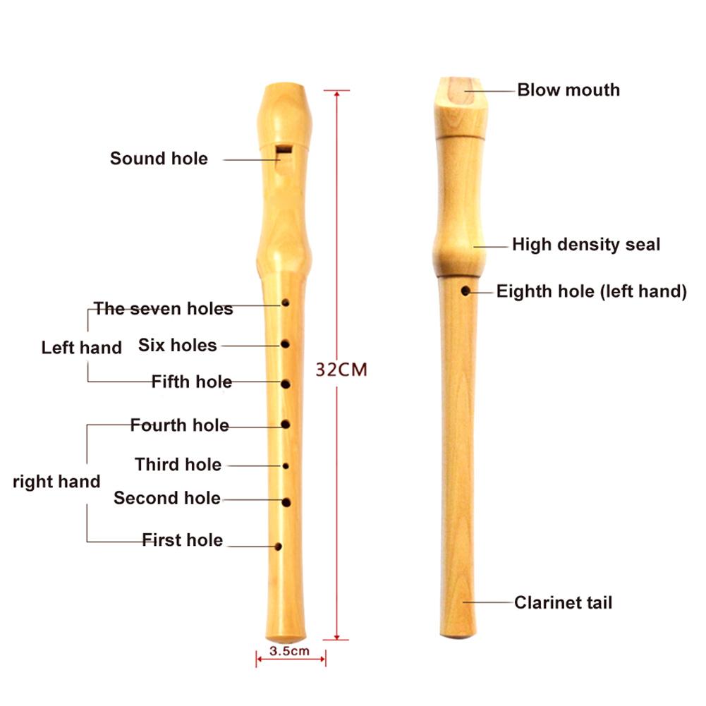 Wooden Clarinet Maple Wooden Soprano Recorder German Style Instrument With Cleaning Rod For Kids Adults 8 Holes