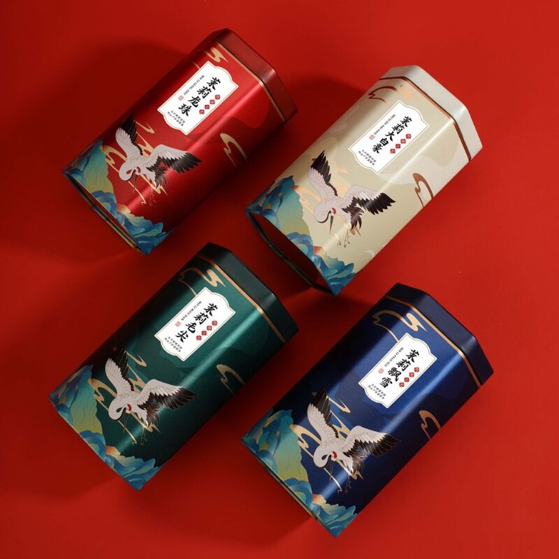 Chinese Style Tea Canisters Iron Tea Tin Canisters Tea Storage Box Small Coffee Tea Storage Jars Sealed Loose Packing Box