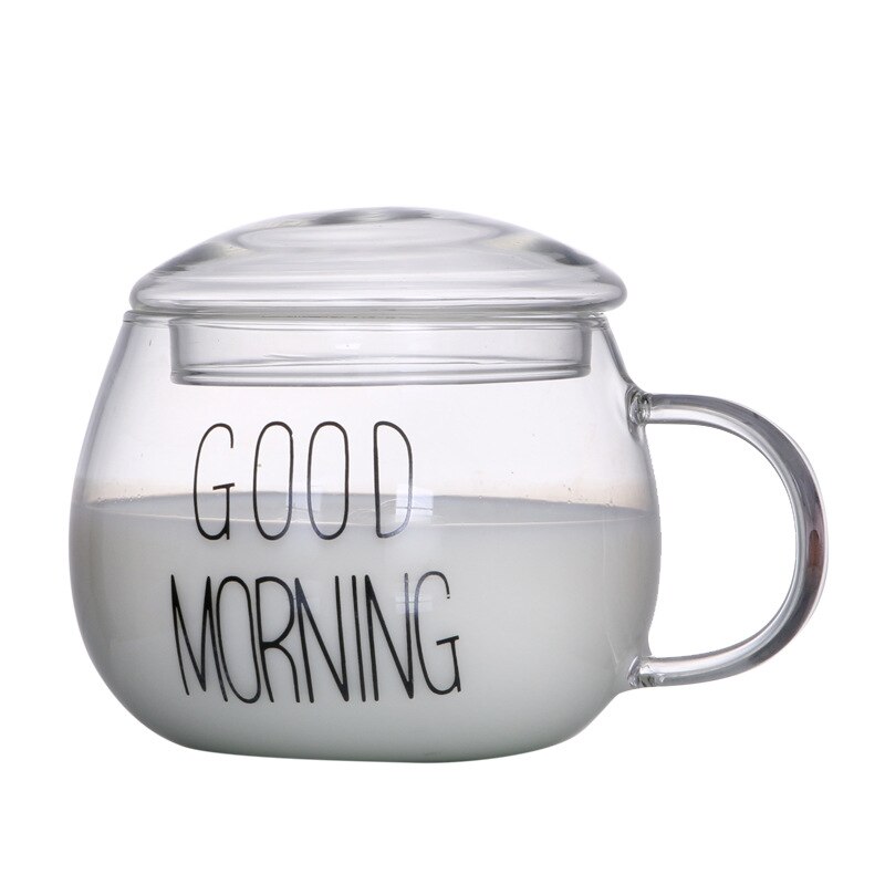 300ml enkle godmorgen glas med låg med hank morgenmad mælk kop enkelt lag par kop kaffe glas juice kop