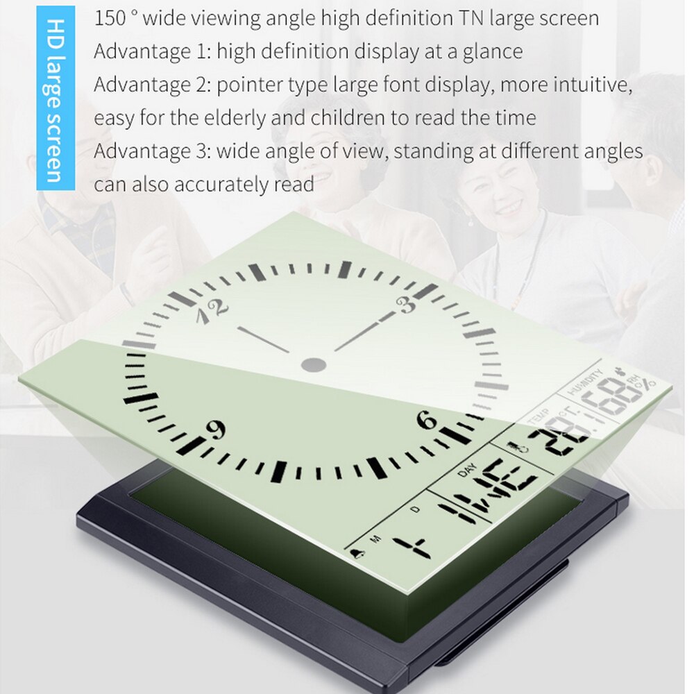 Digital Wall Clock Smart Display Clock Multifunctional Electronic Big Screen Thermometer Hygrometer Weather Station Alarm Clock