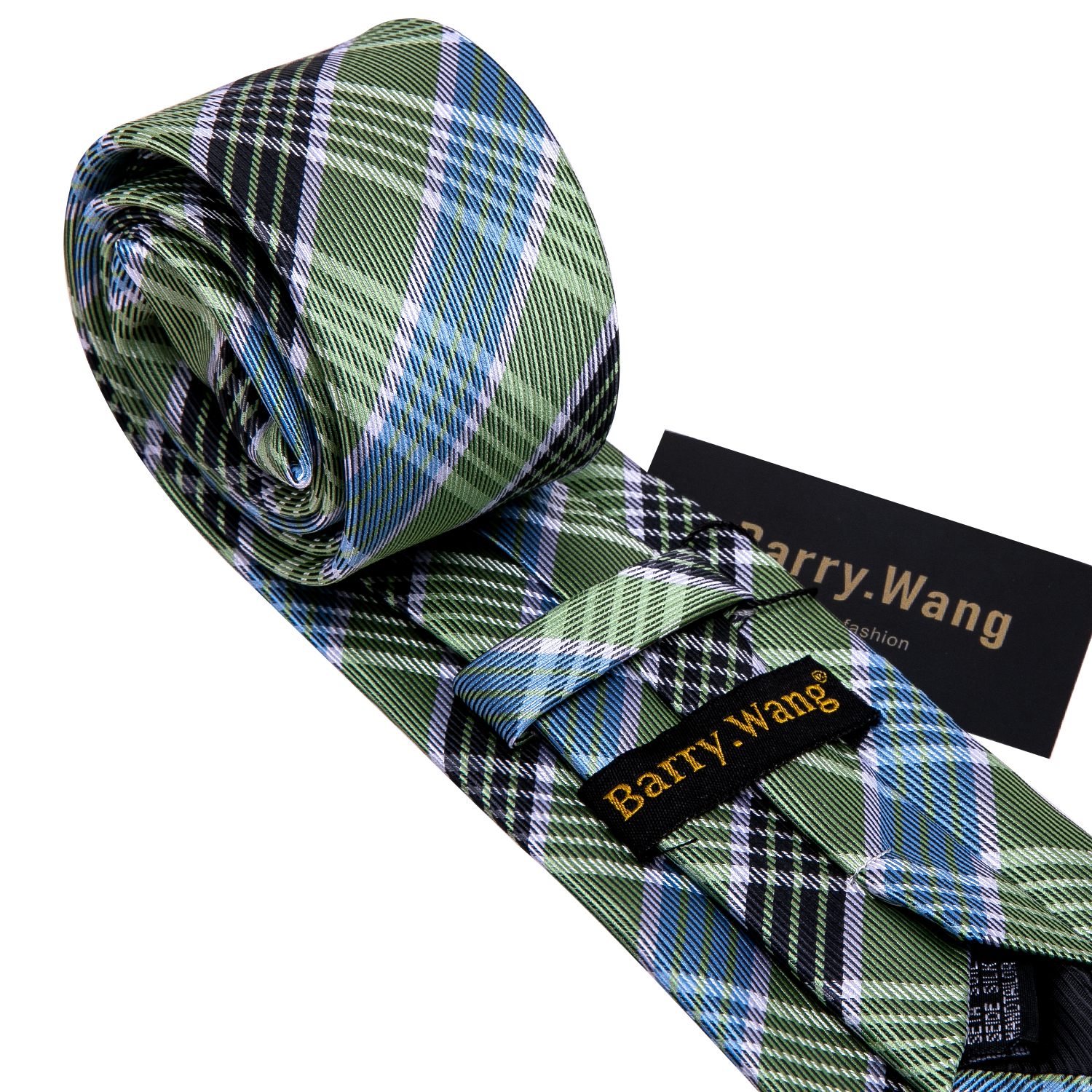 Luxury Green Plaid 100% Silk Tie For Men Suit Wedding Tie Barry.Wang NeckTies Hanky Sets Business LN-5327