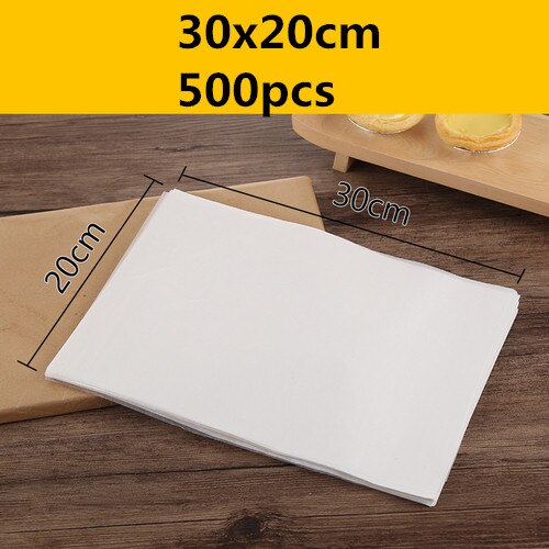 500 pcs white Rectangle NonStick Cookie Parchment Paper Baking Pan Oil butter paper bakery tools barbecue BBQ paper bakeware mat: 30x20cm
