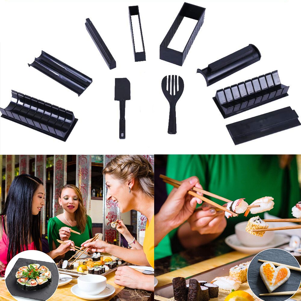 10 stk sushi maker lage sushi verktøy japansk risk ball kake rulleform multifunksjonell form risform