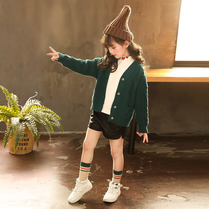 Suéter infantil liso outono inverno, casaco de lã tricotado para meninas roupas cor amarelo para crianças