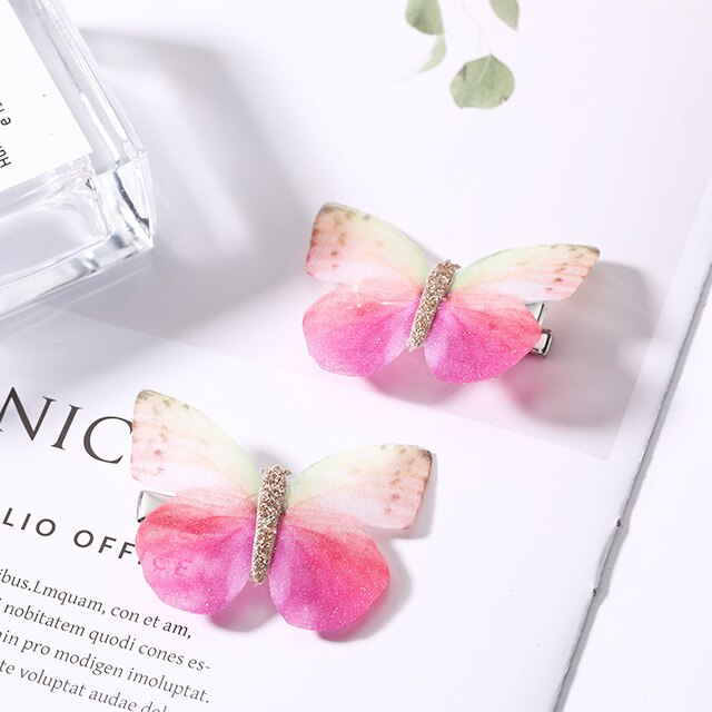 2PCS/Set Baby Fairy Shining Butterfly Hairpins Sequins Hair Clips Barrettes Colorful Clip Kids Party Wedding Cosplay Photography: 4