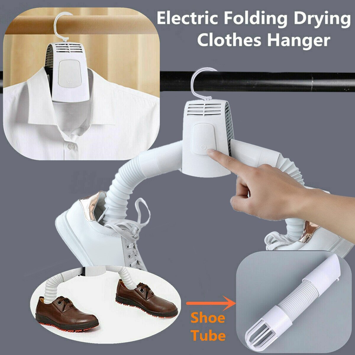 Portable Electric Clothes Drying Rack Dryer Hanger Folding Travel Laundry Shoes Indoor Clothes Hanger Bathroom Clothes Dryer
