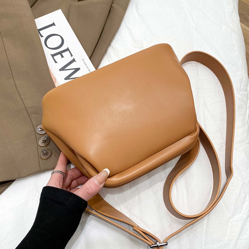 Solid Color Shell Bag Spring High PU Leather Women's Handbag Travel Shoulder Messenger Bag