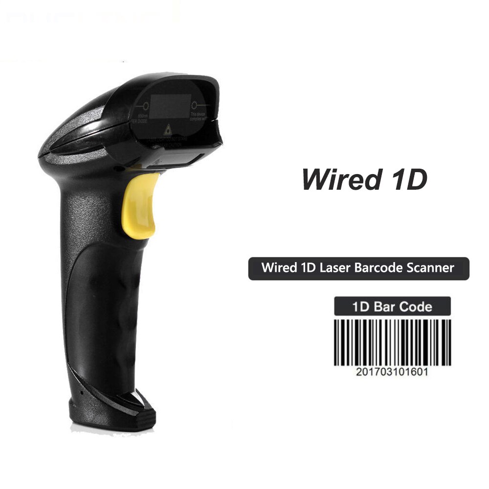 1D & 2D barcode scanner Supermarkt Psp 2D Code Scanner Bar Code Reader QR Code Reader PDF417 2.4G draadloze & wired: Wired 1D Scanner