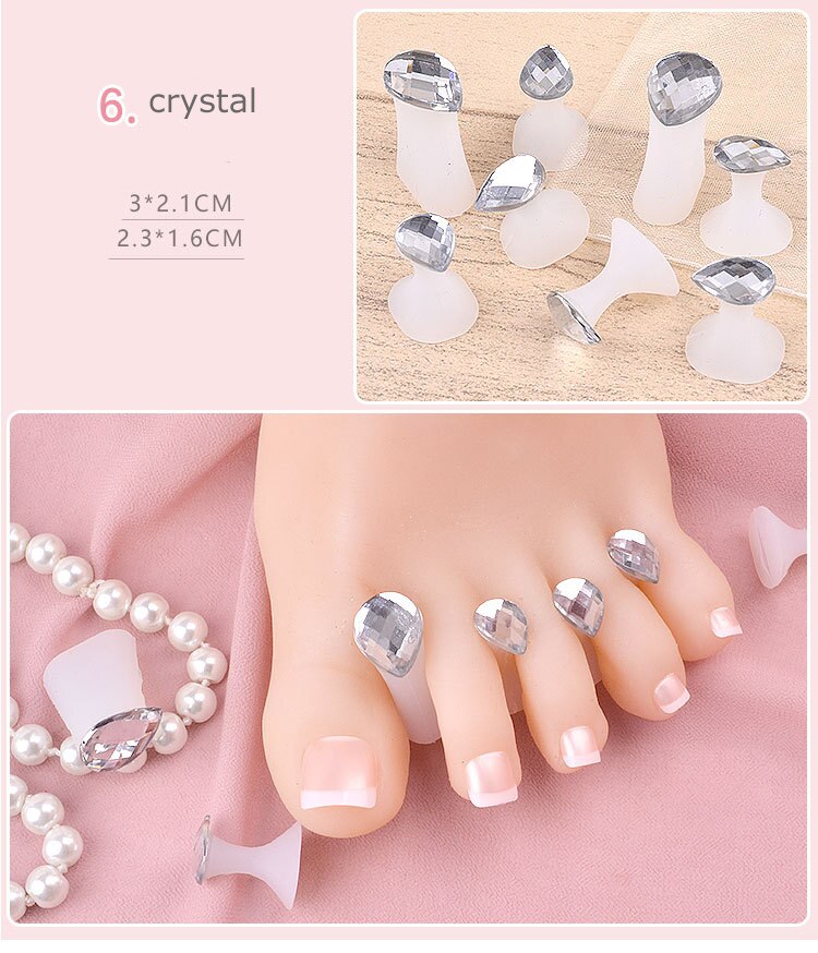 8 Stks/zak Nail Art Teen Separator Bloem Parel Liefde Diamanten Siliconen Teen Separator Siliconen Teenspreiders: 06