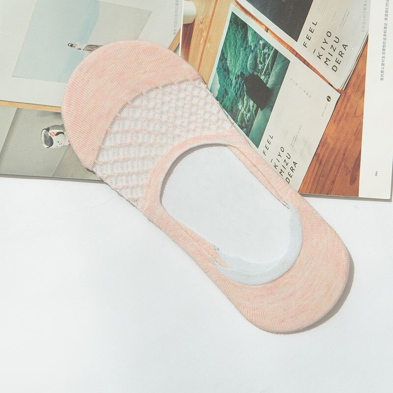 Calcetín zapatillas mujeres verano algodón suave todo-fósforo transpirable sólido mujeres estilo coreano Delgado ocio señoras Simple: pink