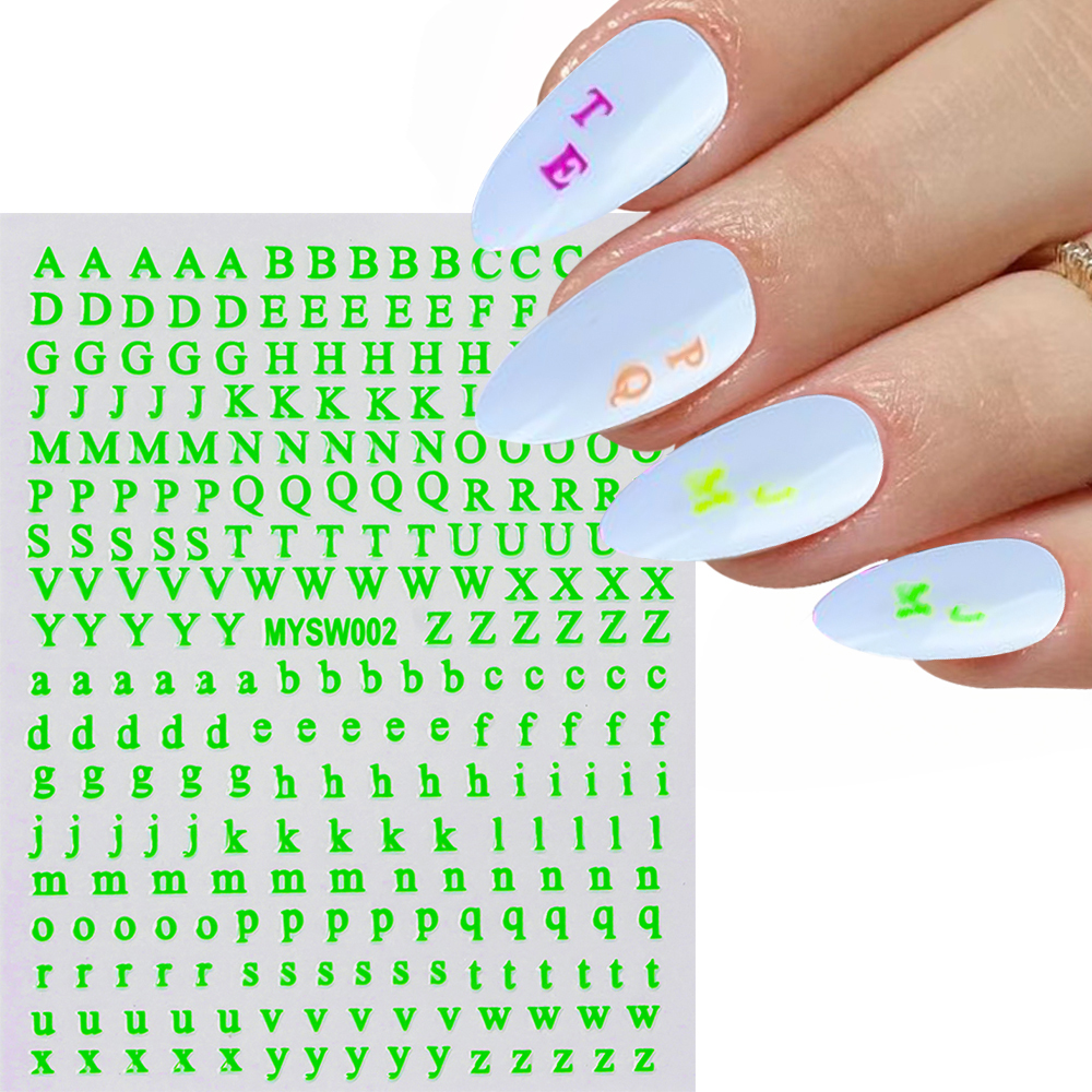 Calcomanías adhesivas con letras en inglés doradas y plateadas, pegatinas 3D metálicas con 26 alfabeto para decoración de uñas, deslizadores de manicura con letras 3D, 1 ud.: YELLOW