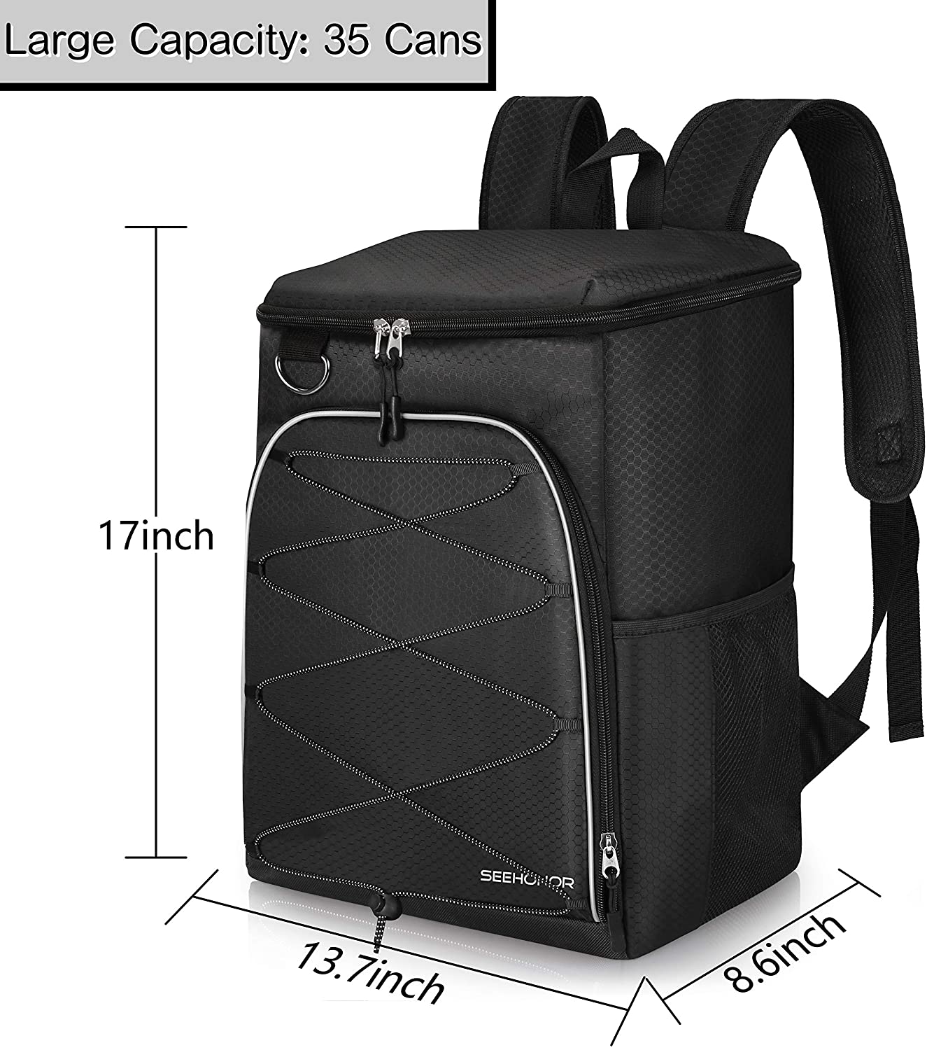 Insulated Food Backpack,Leak-Proof Reusable Cooler Bag for Bike ,Uber Eats,Doordash,Beach,Camping,Picnics