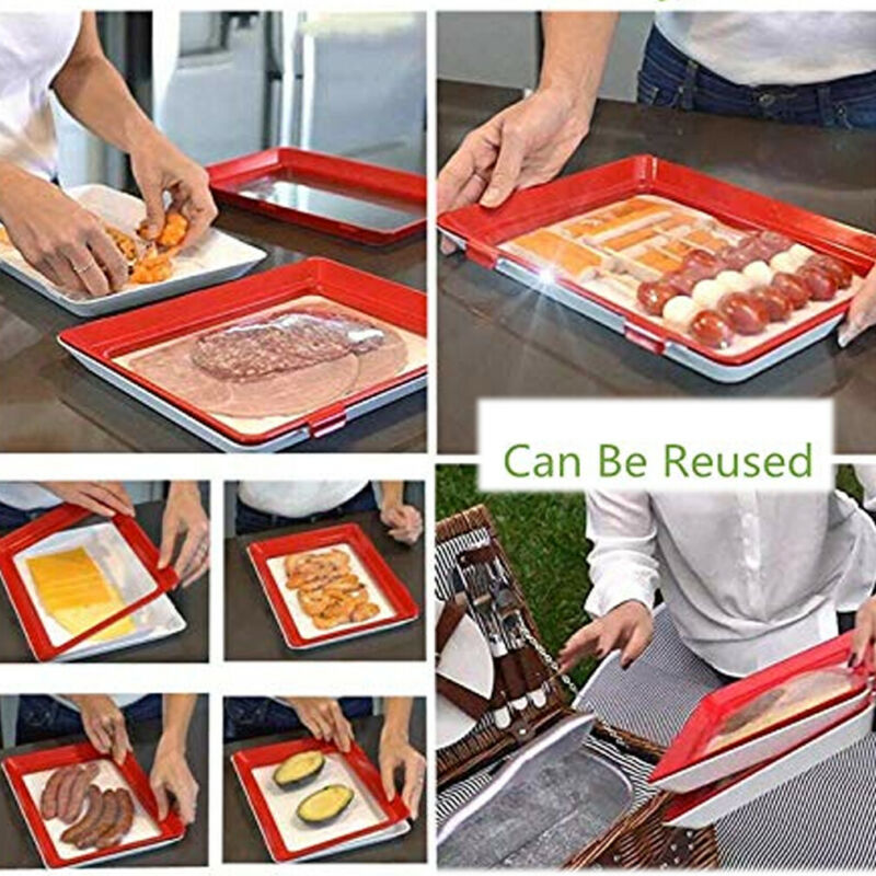 Clever Tray Food Preservation Tray Plastic Food Storage Container Set Food Fresh Storage Microwave Cover