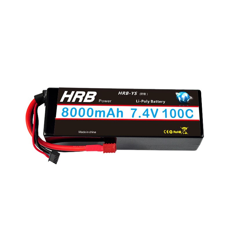 HRB 2S 7.4V RC Lipo Battery 3300mah 4200mah 6000mAh 7000mah 8000mah 100C Hard Case For Traxxas 1/10 Scx10 1/12 RC Monster Cars: 2S 8000mah 100C