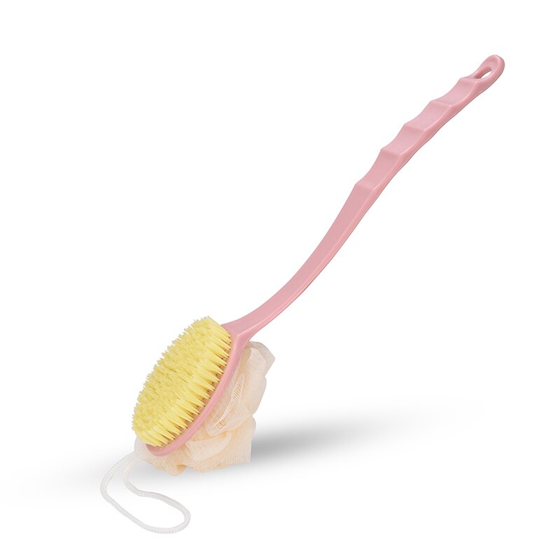 Badebørste med Langt Håndtag - Japansk Mesh Svamp til Eksfoliering og Rengøring: Scrubberdpink