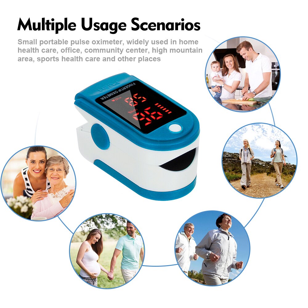 Finger Oximeter Digital Fingertip Pulse Oximeter Blood Oxygen Saturation Meter Finger SPO2 PR Heart Rate Monitor Health Care