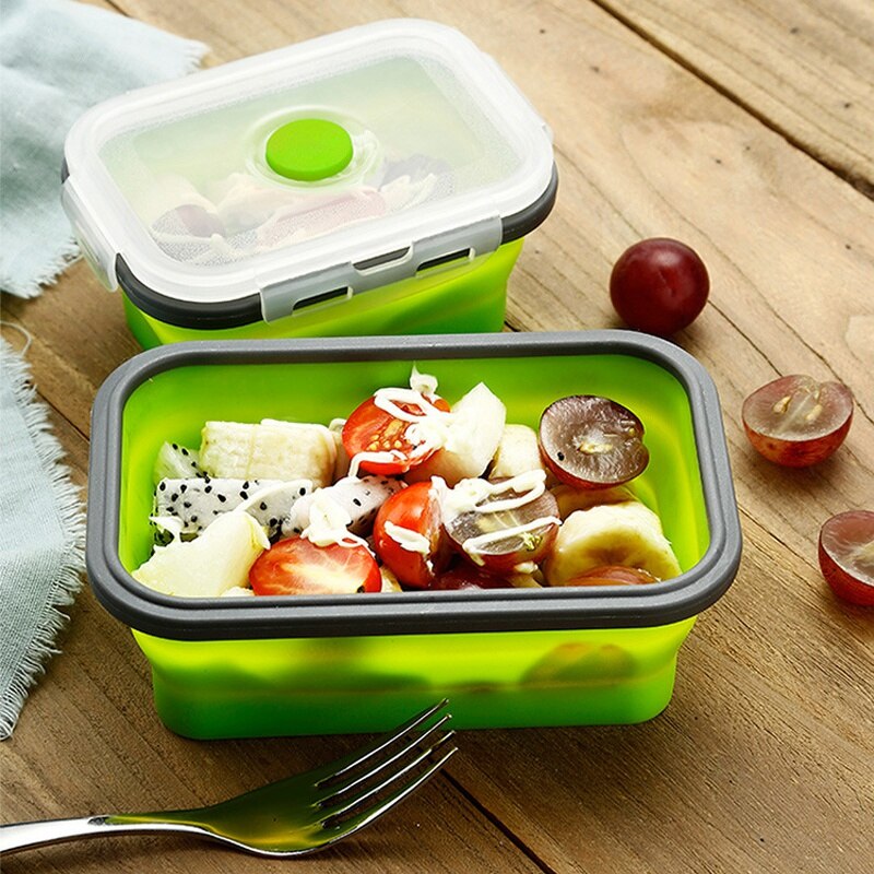 4 Stuks Set Opvouwbare Siliconen Voedsel Lunchbox Fruitsalade Opslag Voedsel Doos Container Servies Gunstig Lunchbox Blauw