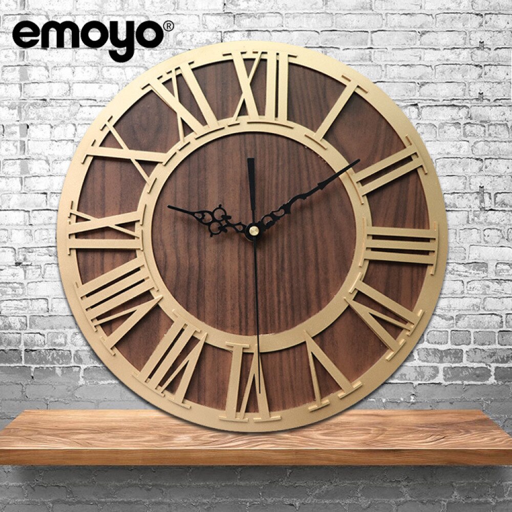 Roman Digital Wall Clock Simulation Wooden Wall Clock Roman Number Craft Wall Clock Acrylic Wall Clock (Black Shipment without B