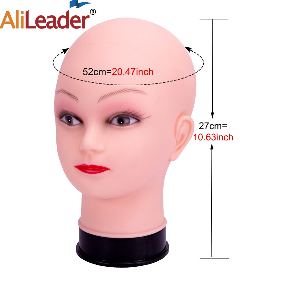 Alileader Zachte Pvc Kaal Model Hoofd Met Statief Stand Pruik Maken Vrouw Kaal Mannequin Hoofd Pruik Display Training Hoofd