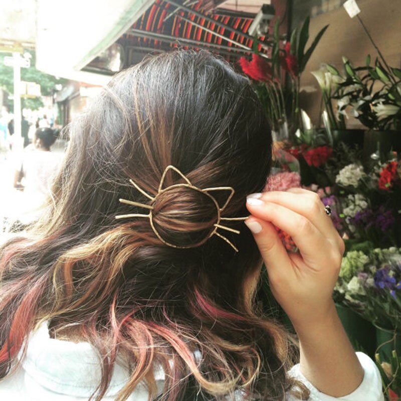 Böhmen Feder Brötchen Für Frauen Haar Zubehör Haar Stock Silbrig Hochzeit Haar Stifte Weibliche Jahrgang Schmuck Brötchen Frikadelle Kopf: Katze